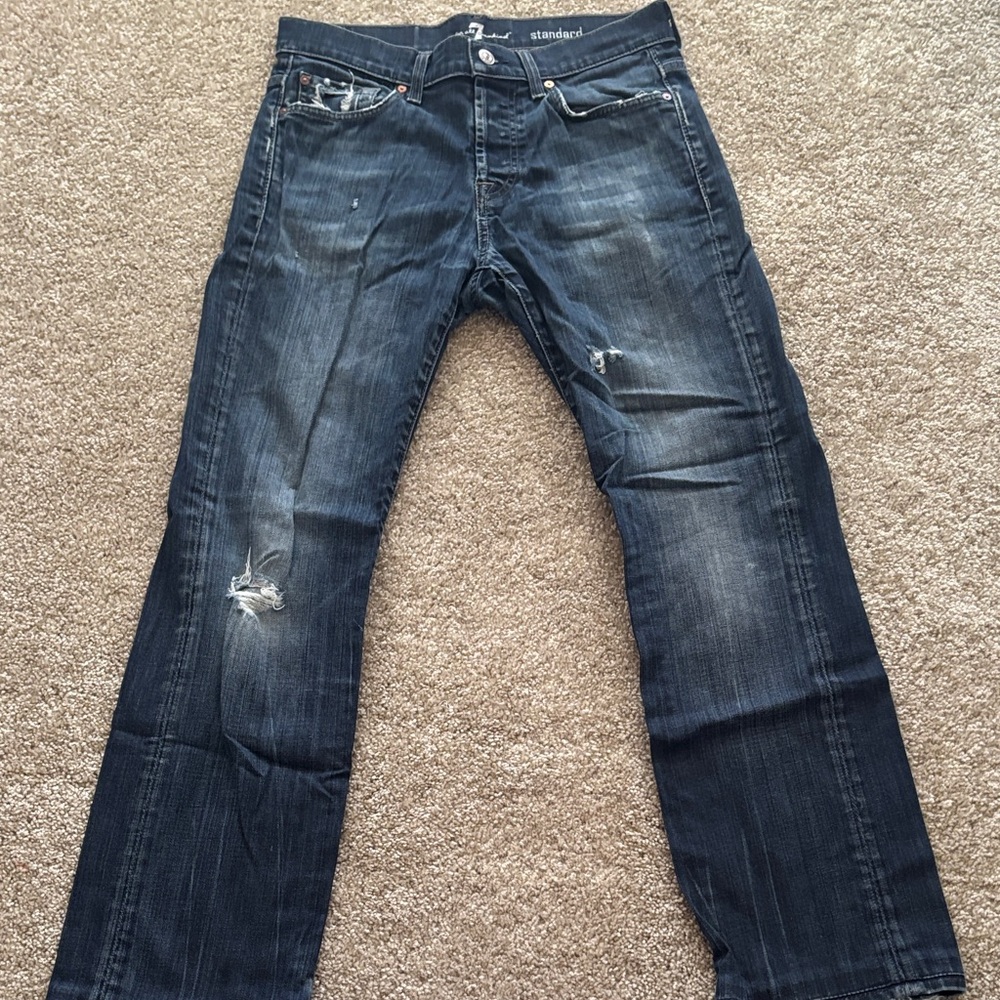 7 For All Mankind Dark Blue Straight Jeans